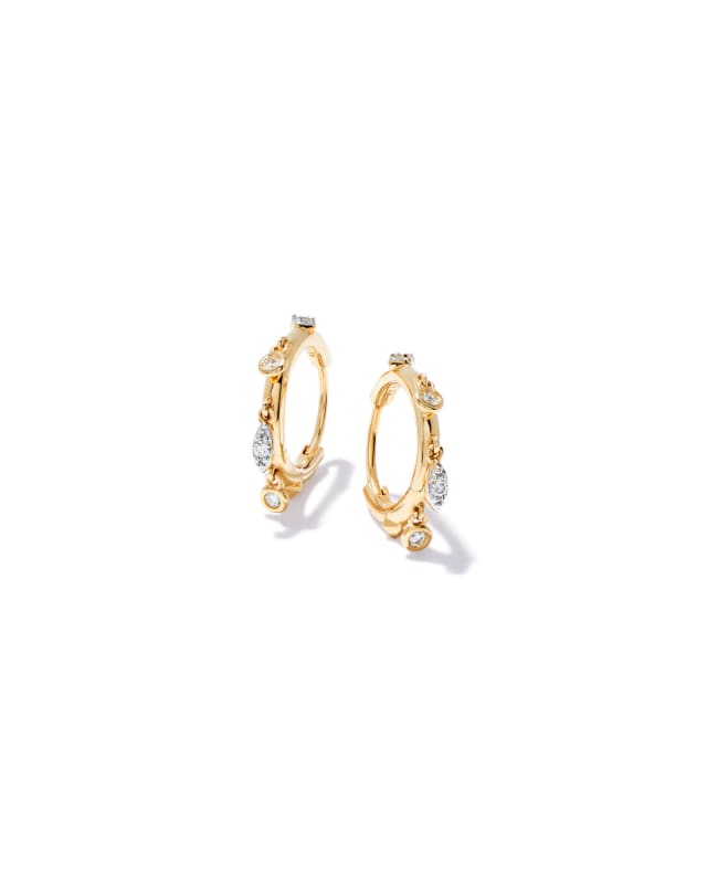 Willow 14k Yellow Gold Huggie Earrings in White Diamond image number 1.0